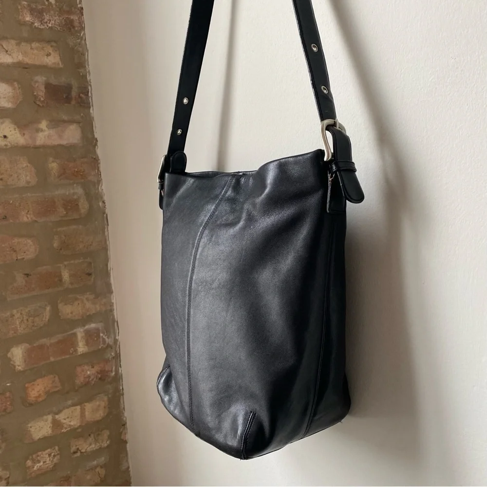 Black Leather Shoulder Bag Crossbody Bag real leather Eddie Bauer